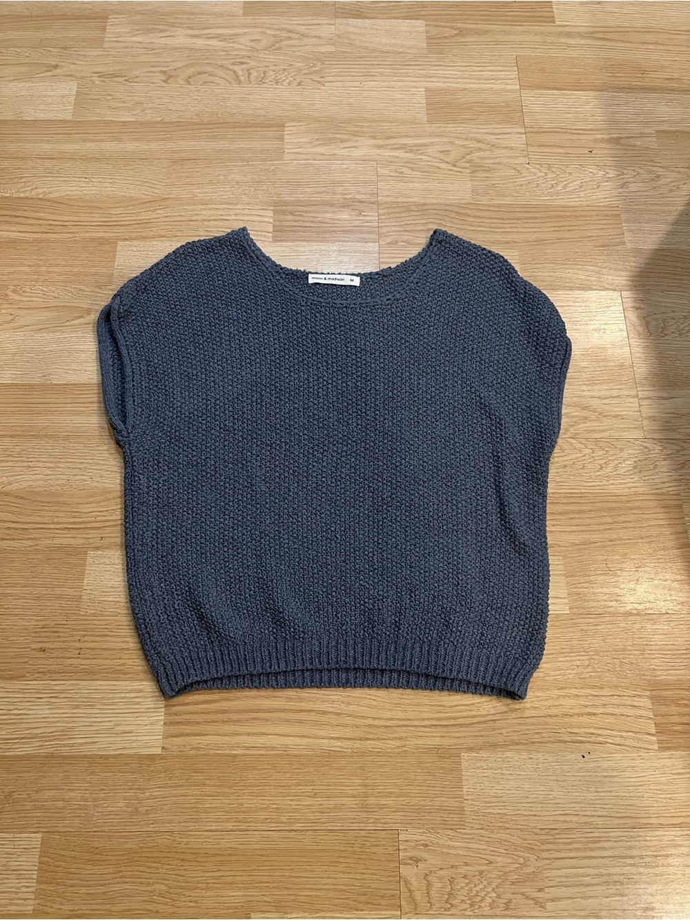 moon & madison Boxy Knit Crewneck Sweater - Slate Blue